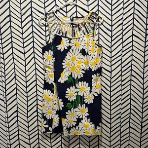 Lilly Pulitzer “Look Lady” shift Sz4 navy blue daisy ladybugs specialty collar